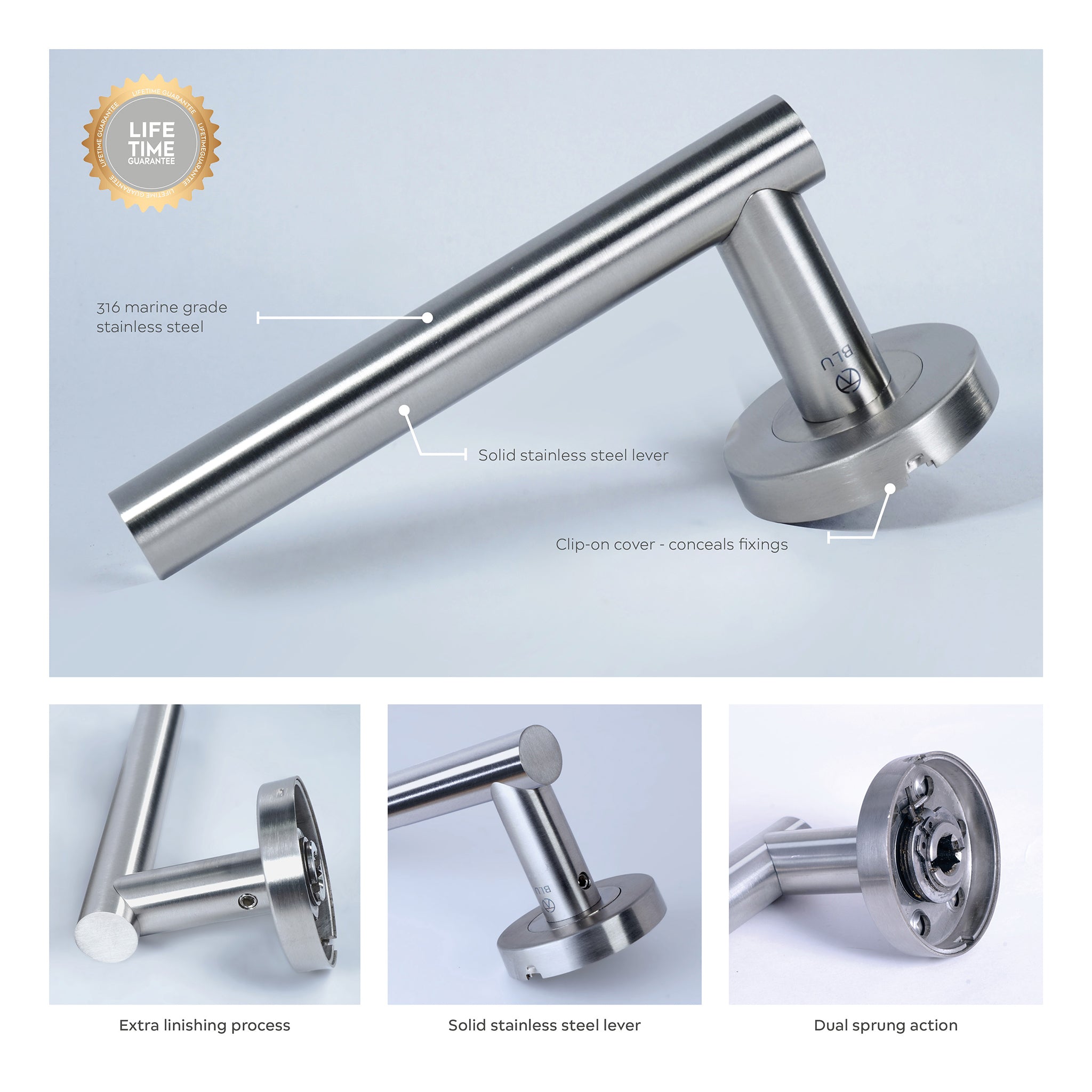 T-Bar Lever Door Handle | Satin Stainless Steel