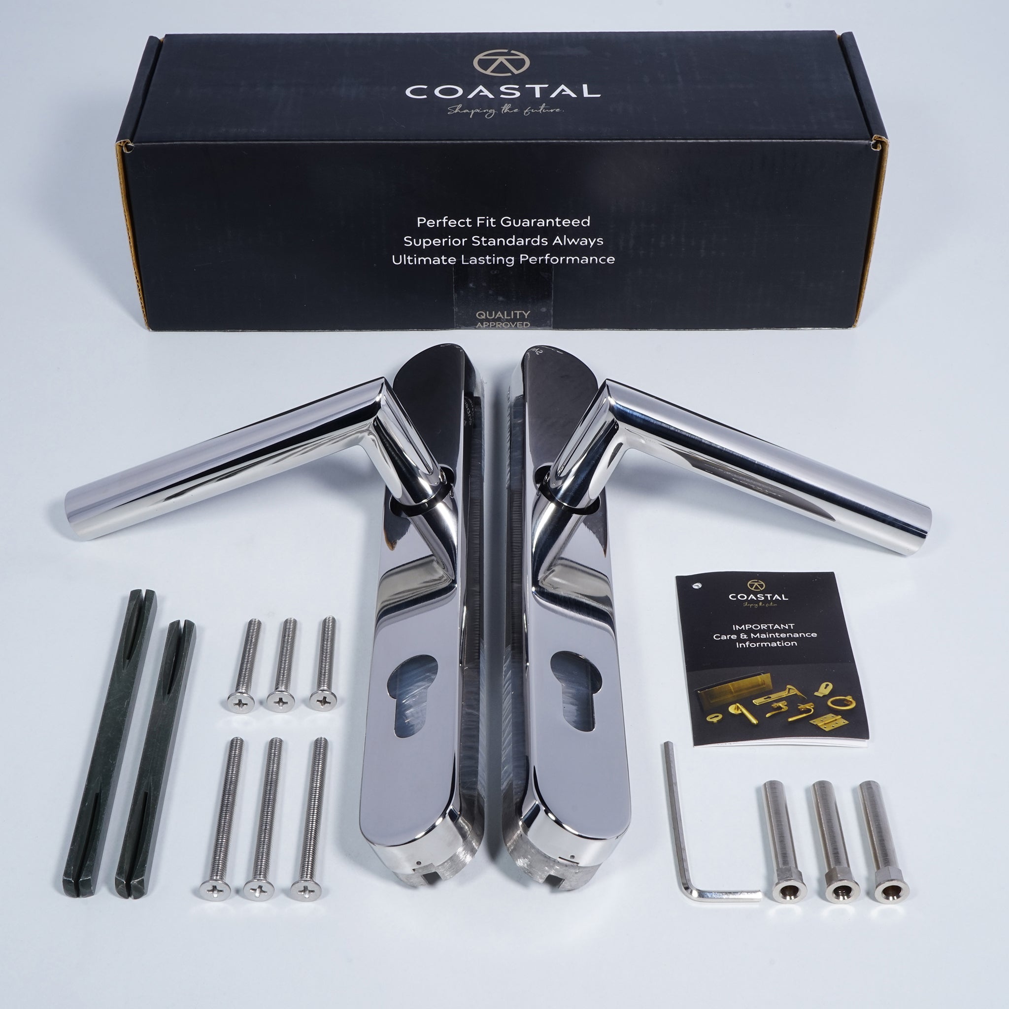 Mitre Lever Door Handle Sprung | Polished Stainless Steel