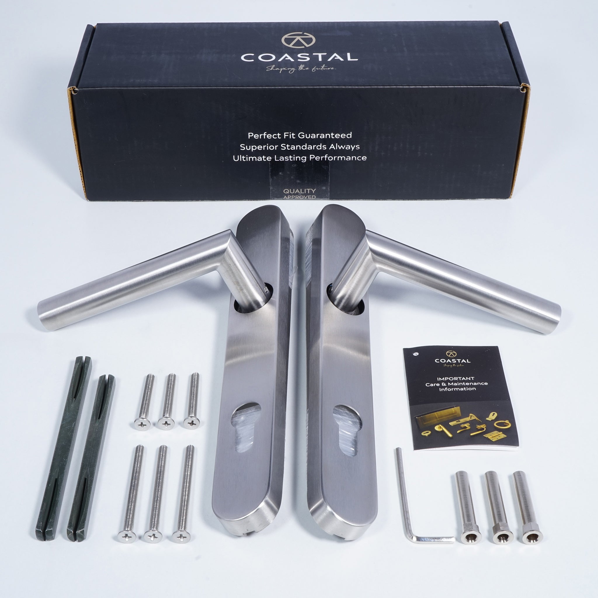 Mitre Lever Door Handle Sprung | Satin Stainless Steel