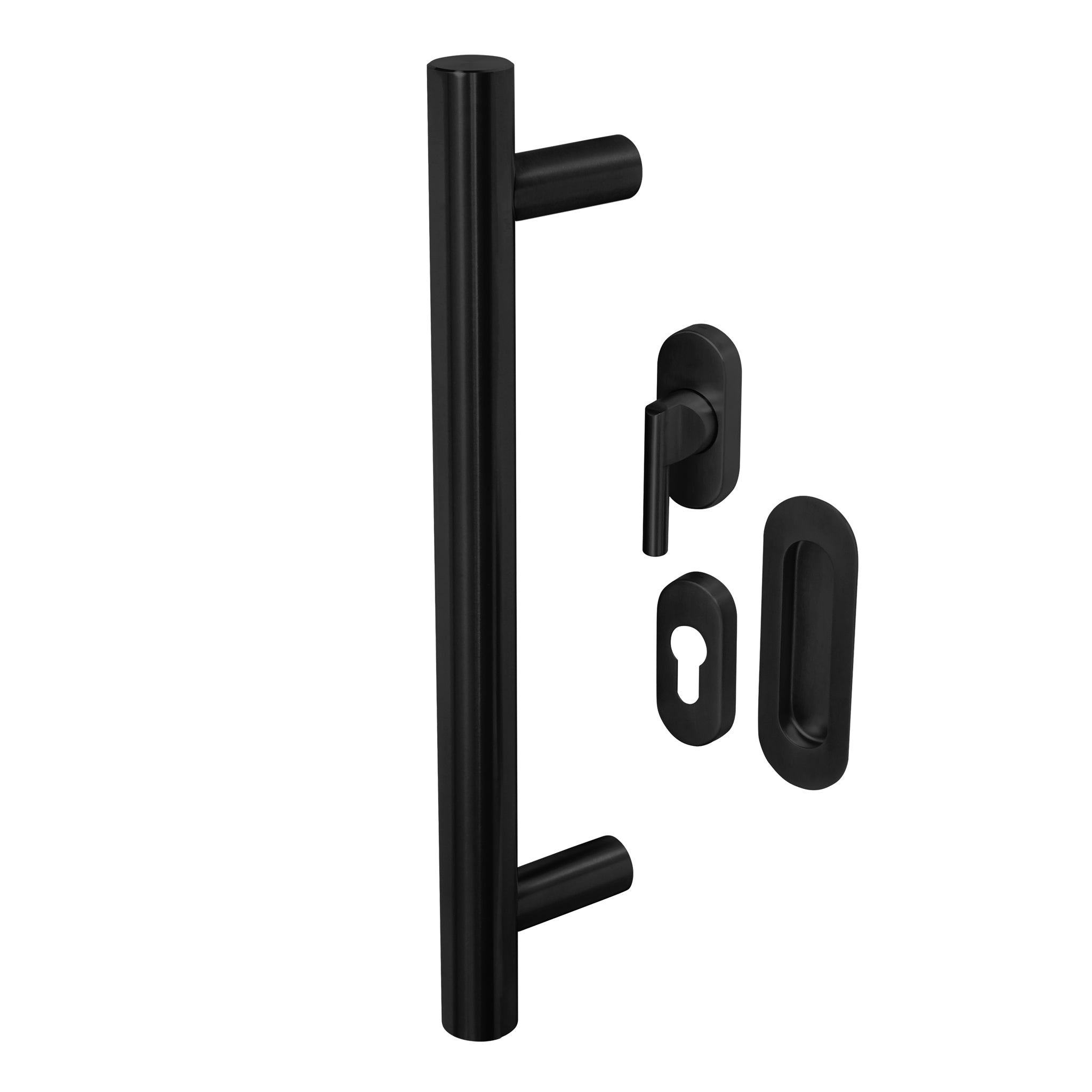 Round Pull Handle Kits for Straight Sliding Doors | Black