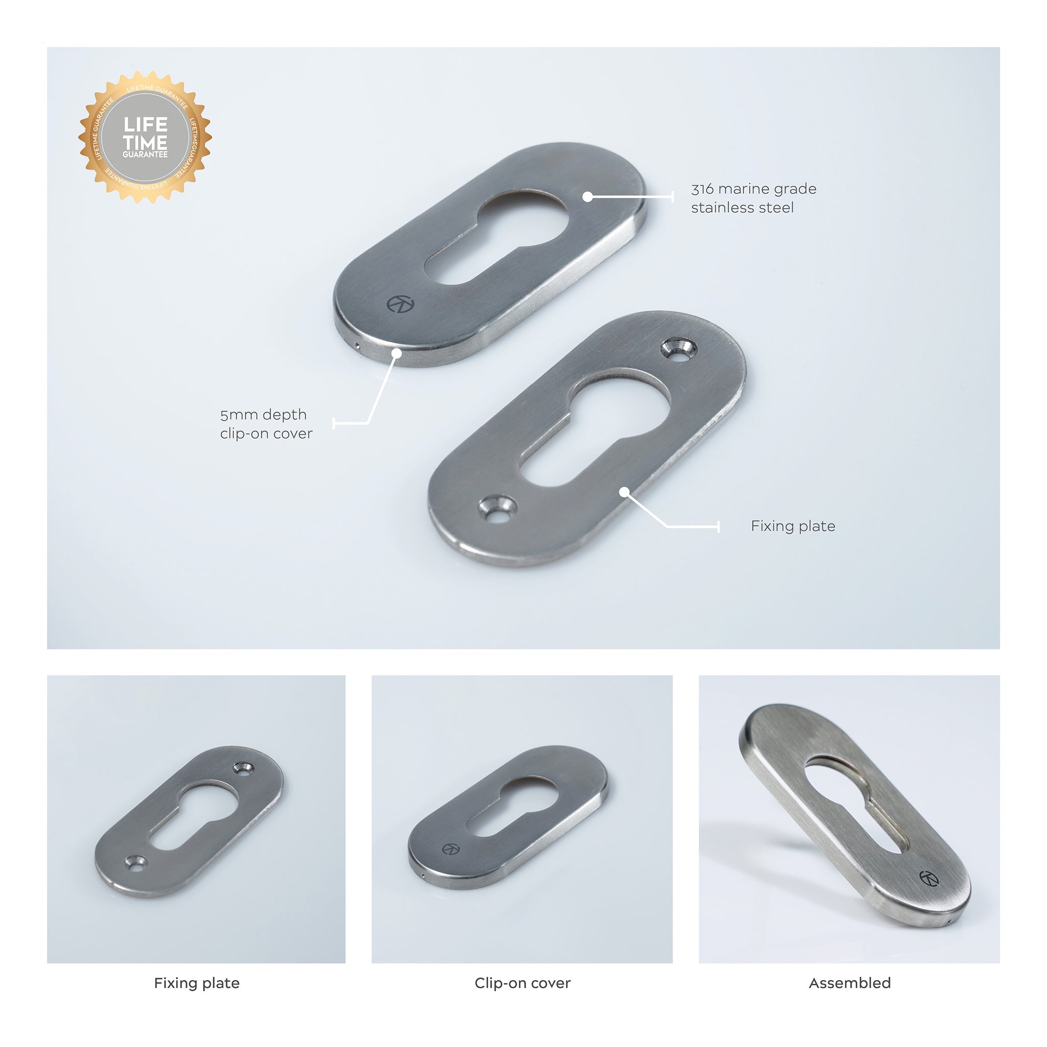 Oval Euro Profile Escutcheon | Satin Stainless Steel