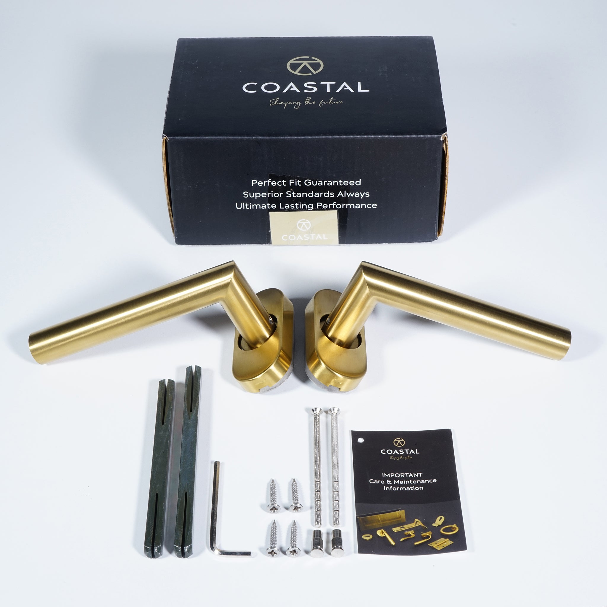 Mitre Lever Door Handle | PVD Stainless Satin Brass