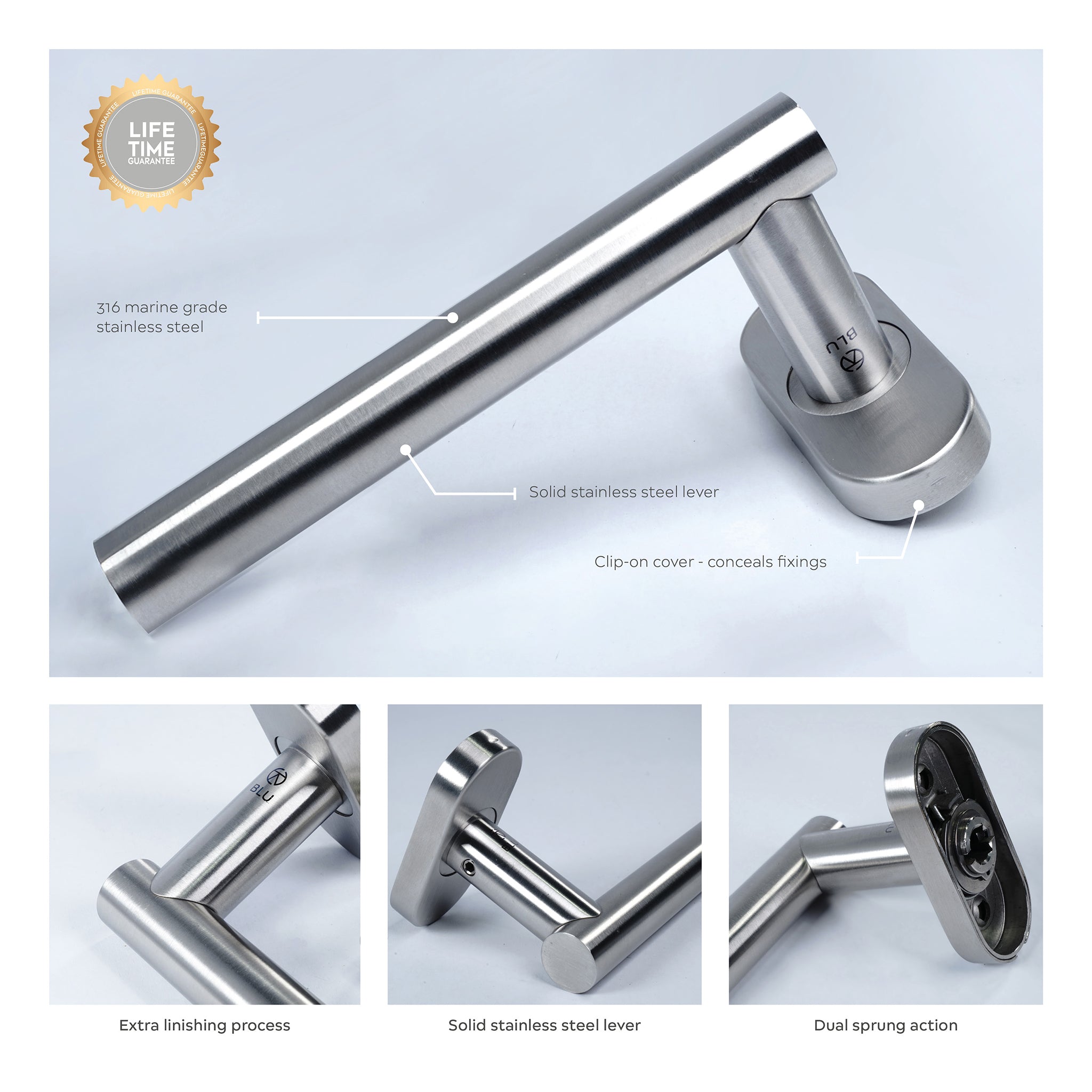 T-Bar Lever Door Handle | Satin Stainless Steel
