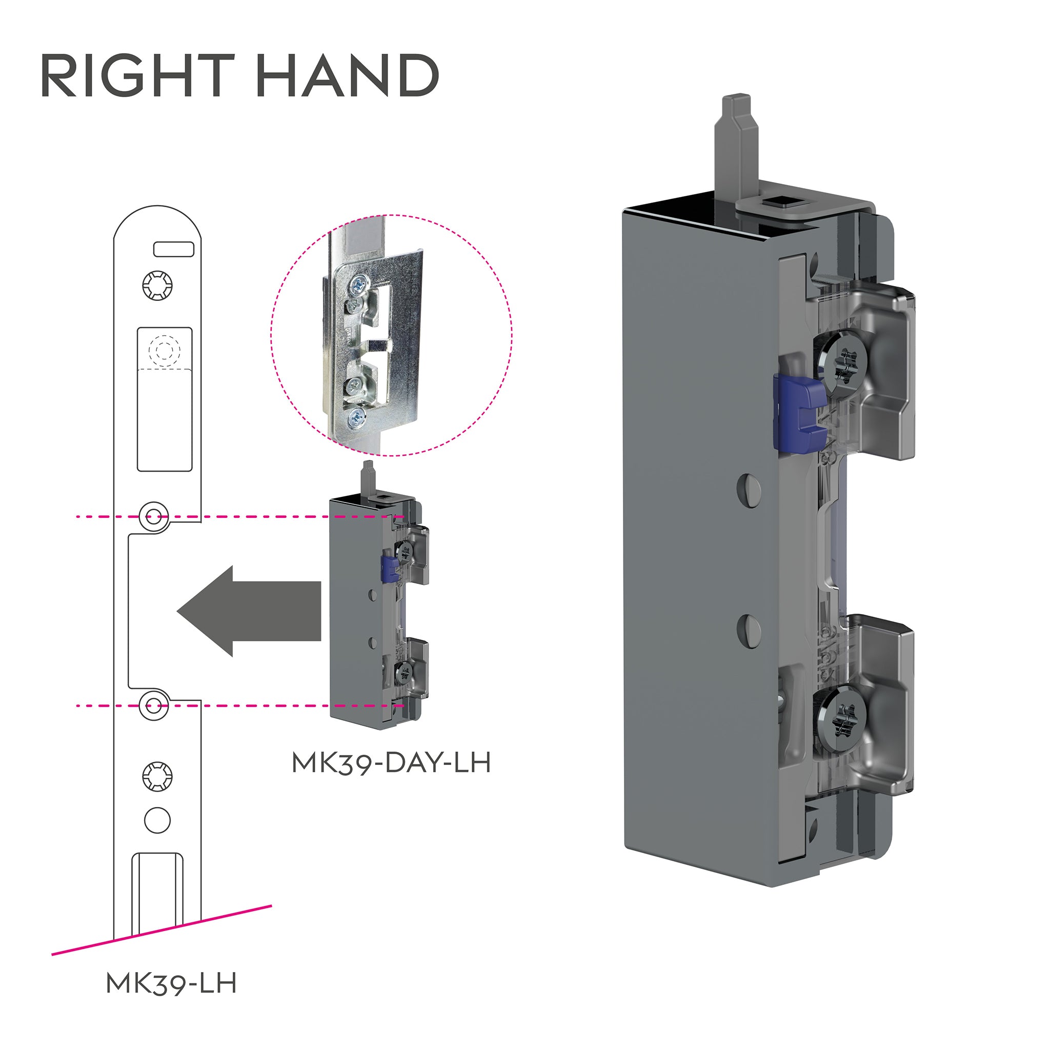 Handed Individual Daylatch Centre Components MPL Door Keeps | MK39