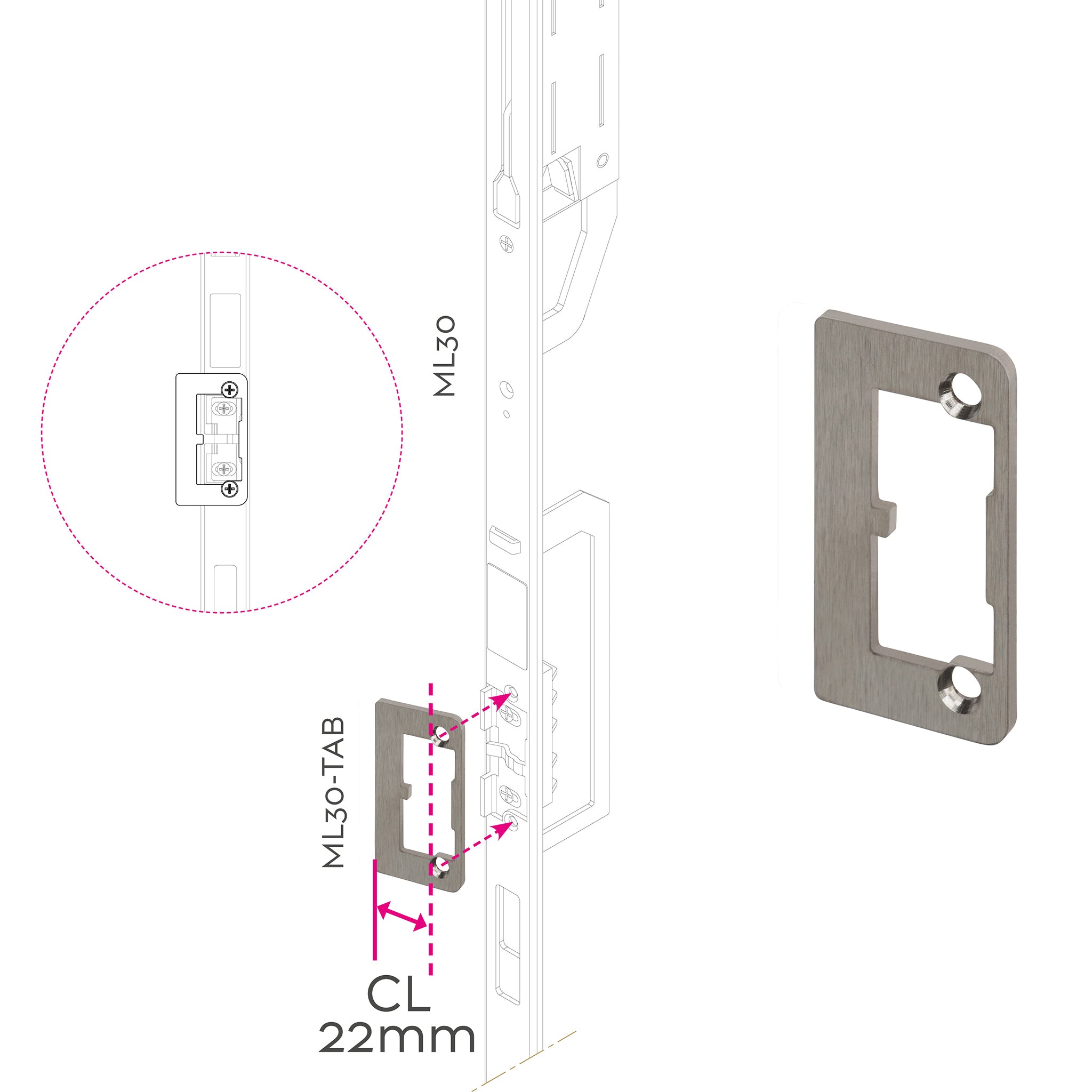 Solo Slave Door MPL Door Lock Striker Plates | ML30-TAB