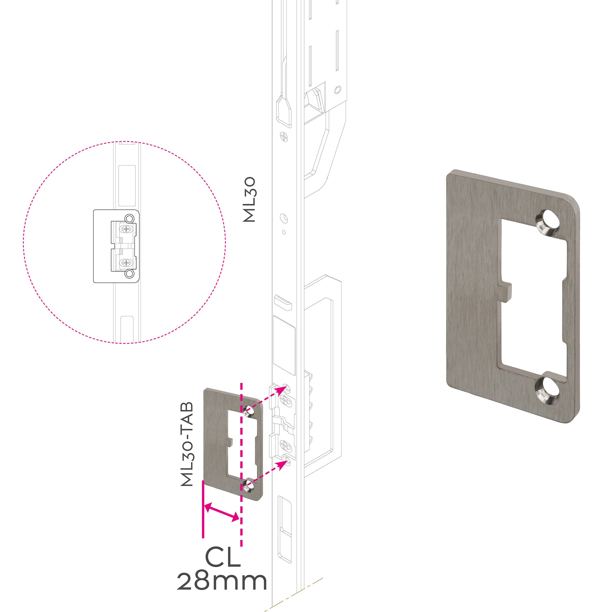 Solo Slave Door MPL Door Lock Striker Plates | ML30-TAB