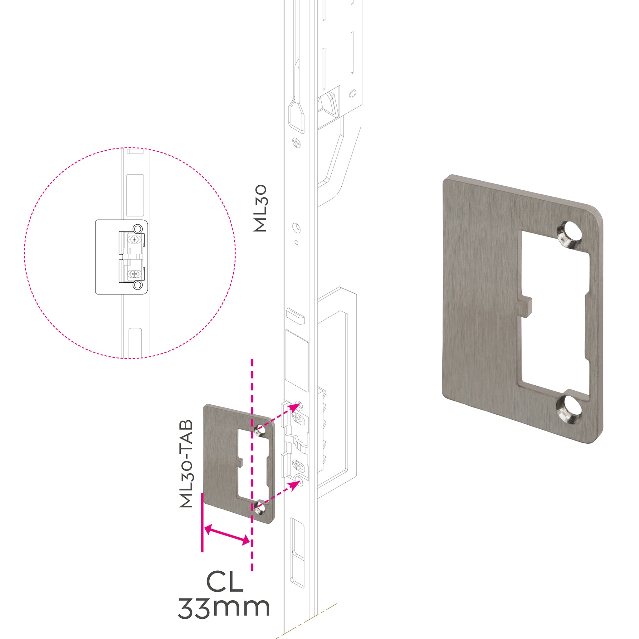 Solo Slave Door MPL Door Lock Striker Plates | ML30-TAB