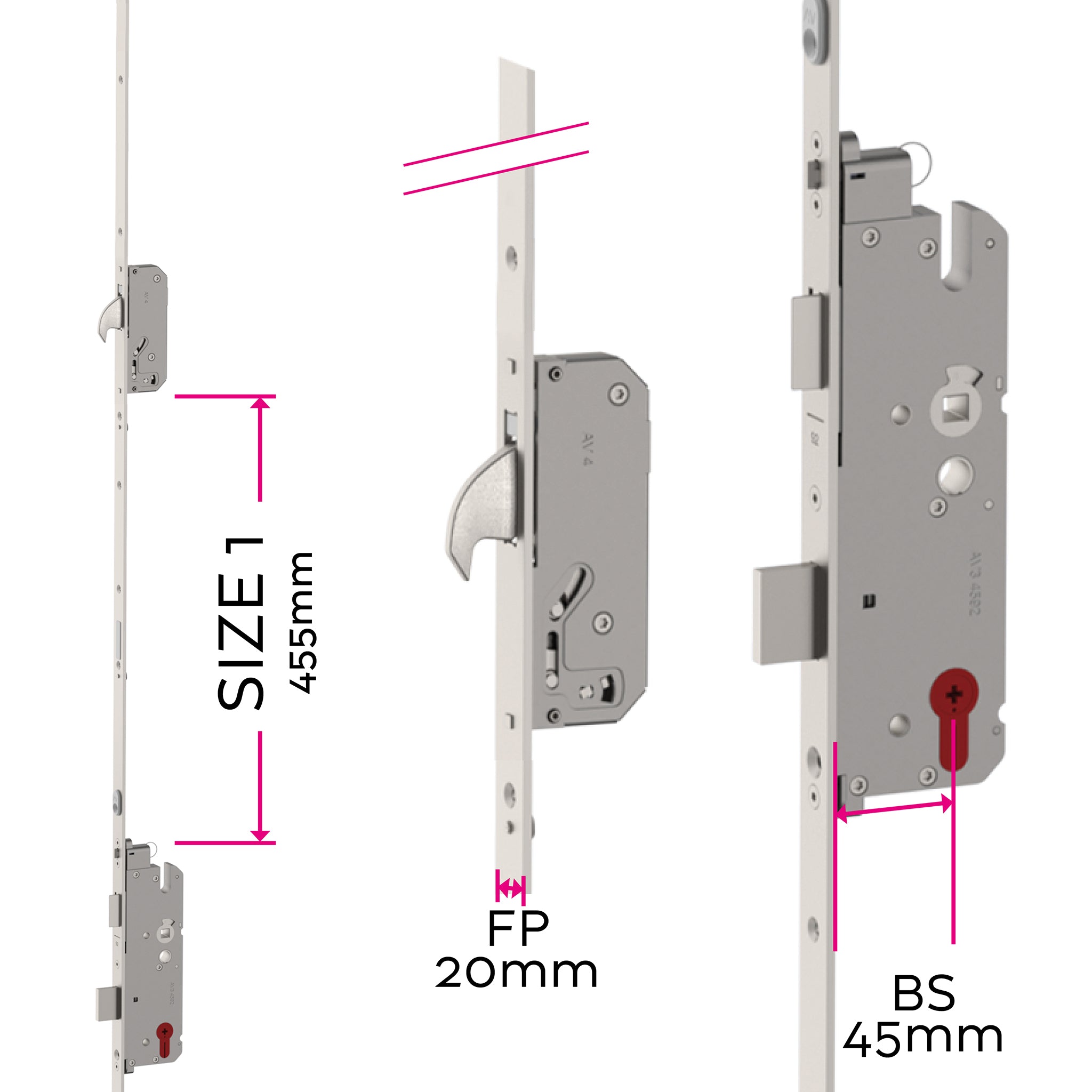 Universal Standard Multipoint Door Lock AV4 - 20mm Face Plate | ML4120