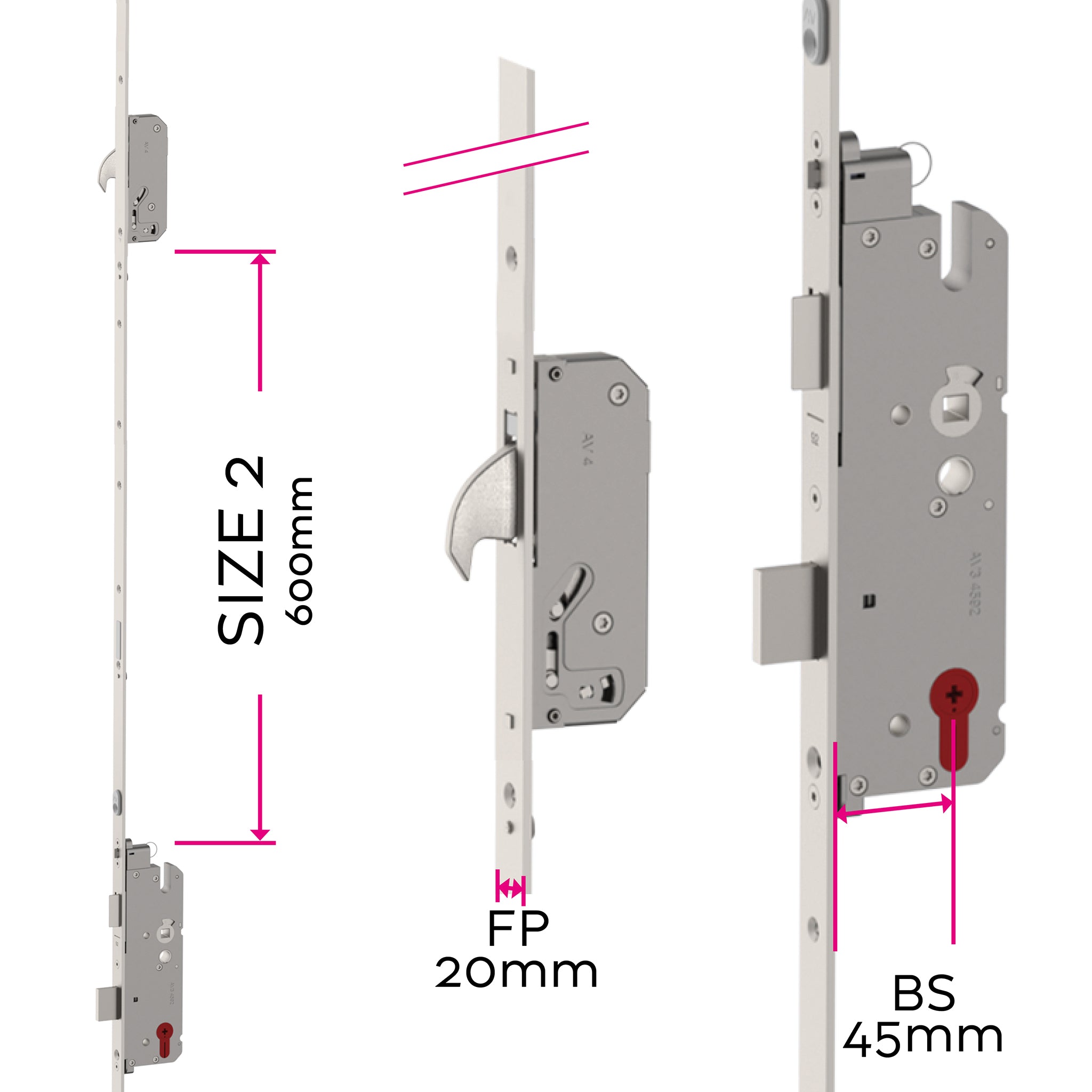 Universal Standard Multipoint Door Lock AV4 - 20mm Face Plate | ML4120