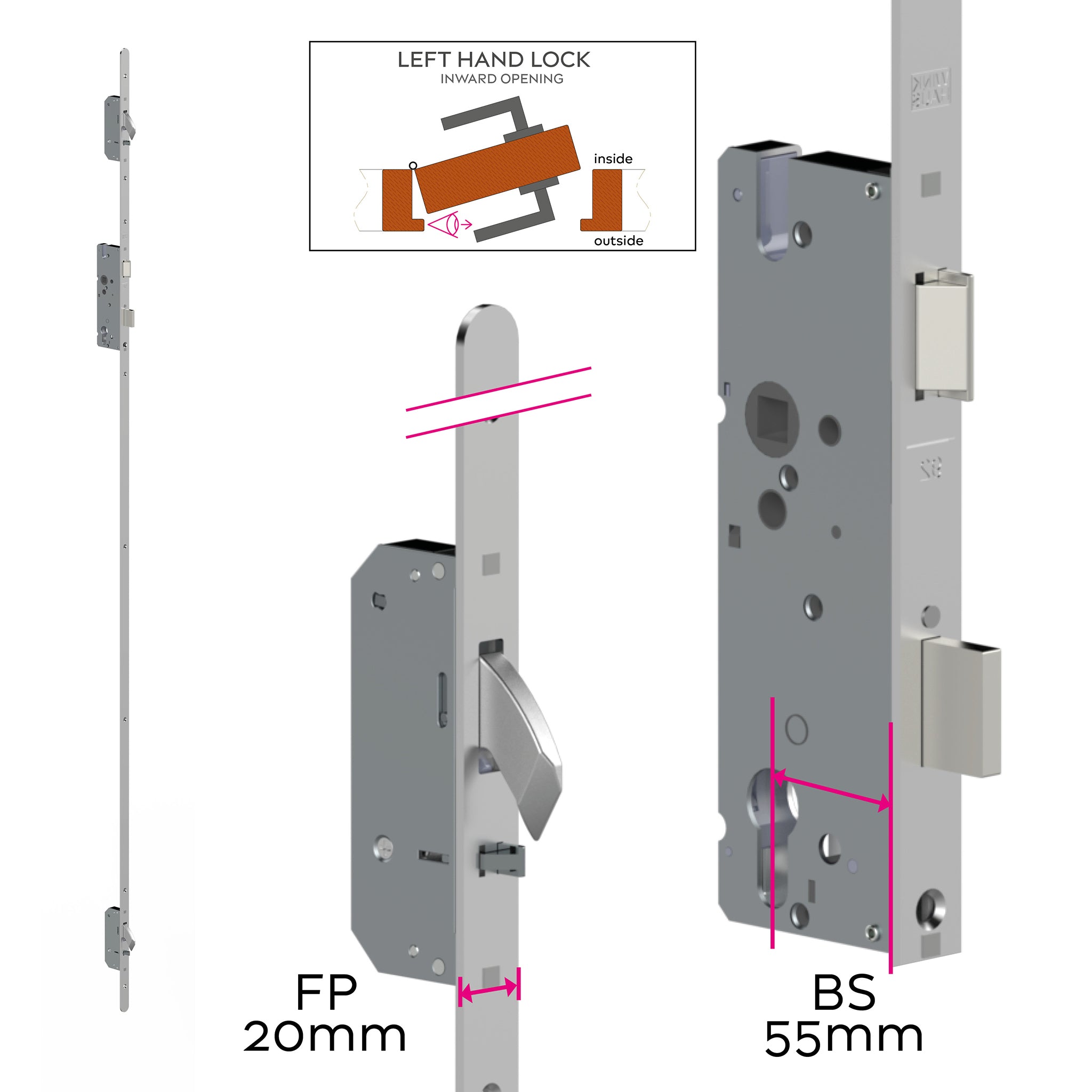 Handed Heritage Multipoint Door Lock AV2 - 20mm Face Plate | ML80