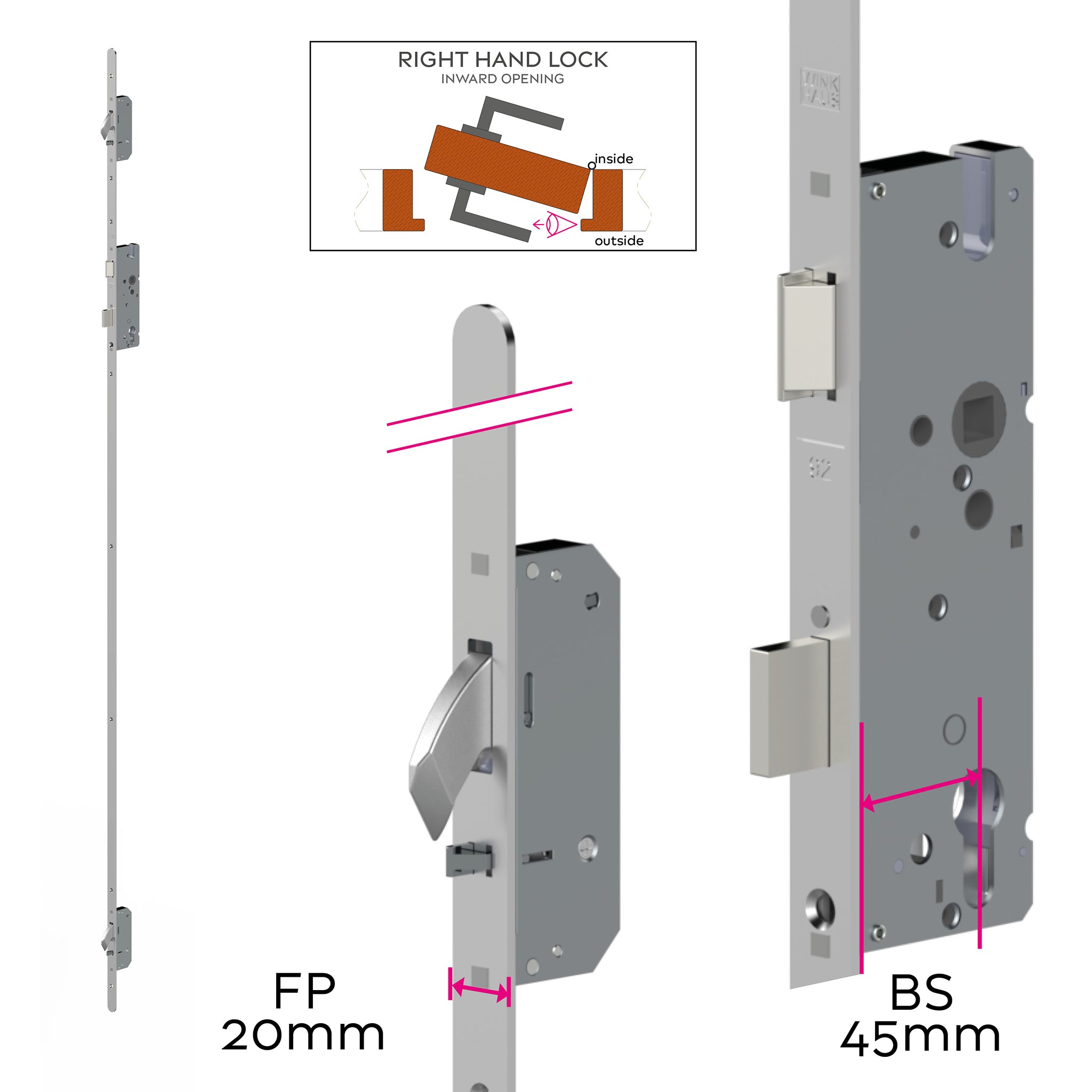Handed Heritage Multipoint Door Lock AV2 - 20mm Face Plate | ML80
