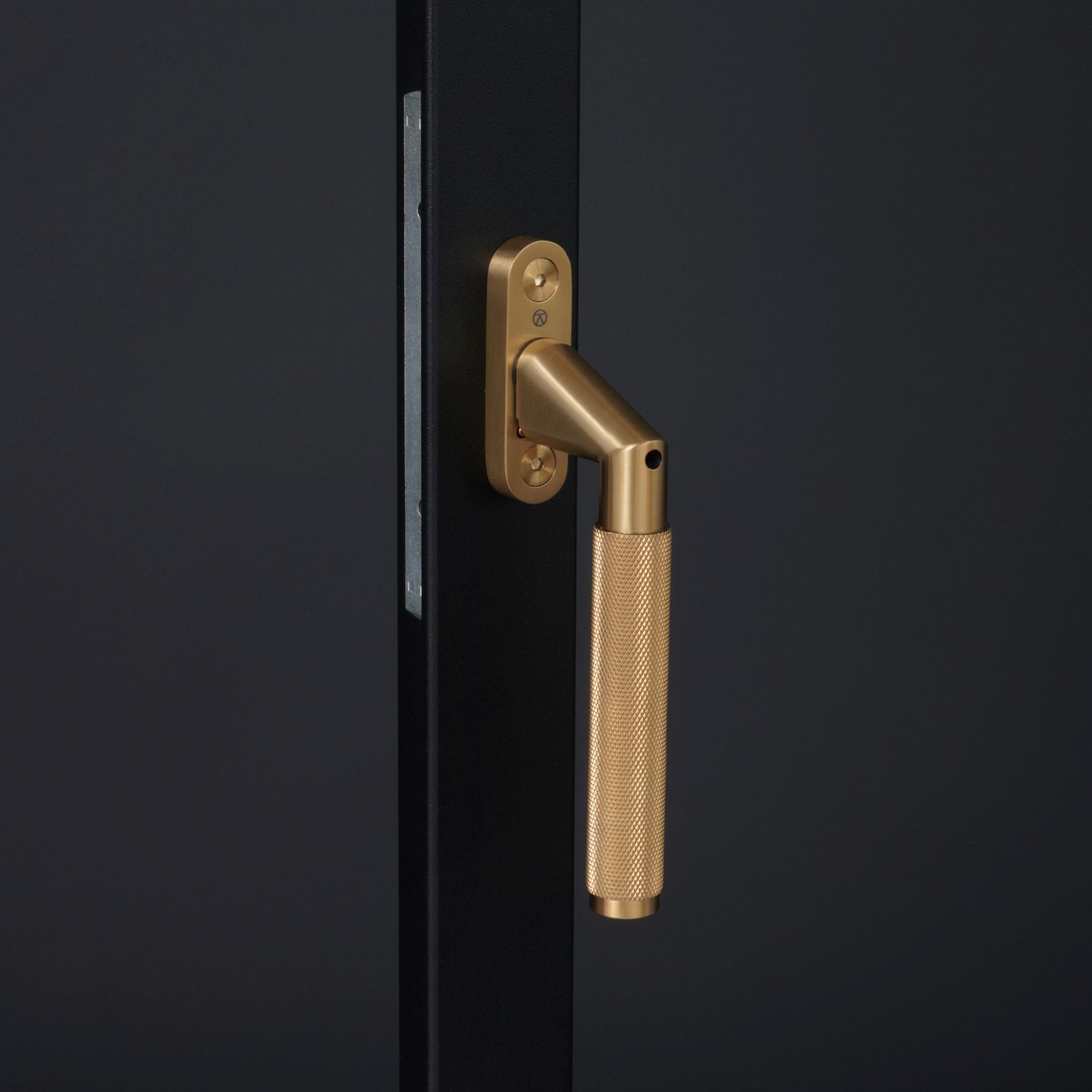 Newton Knurled Inline Angled Window Espagnolette Handle | PVD Stainless Satin Brass