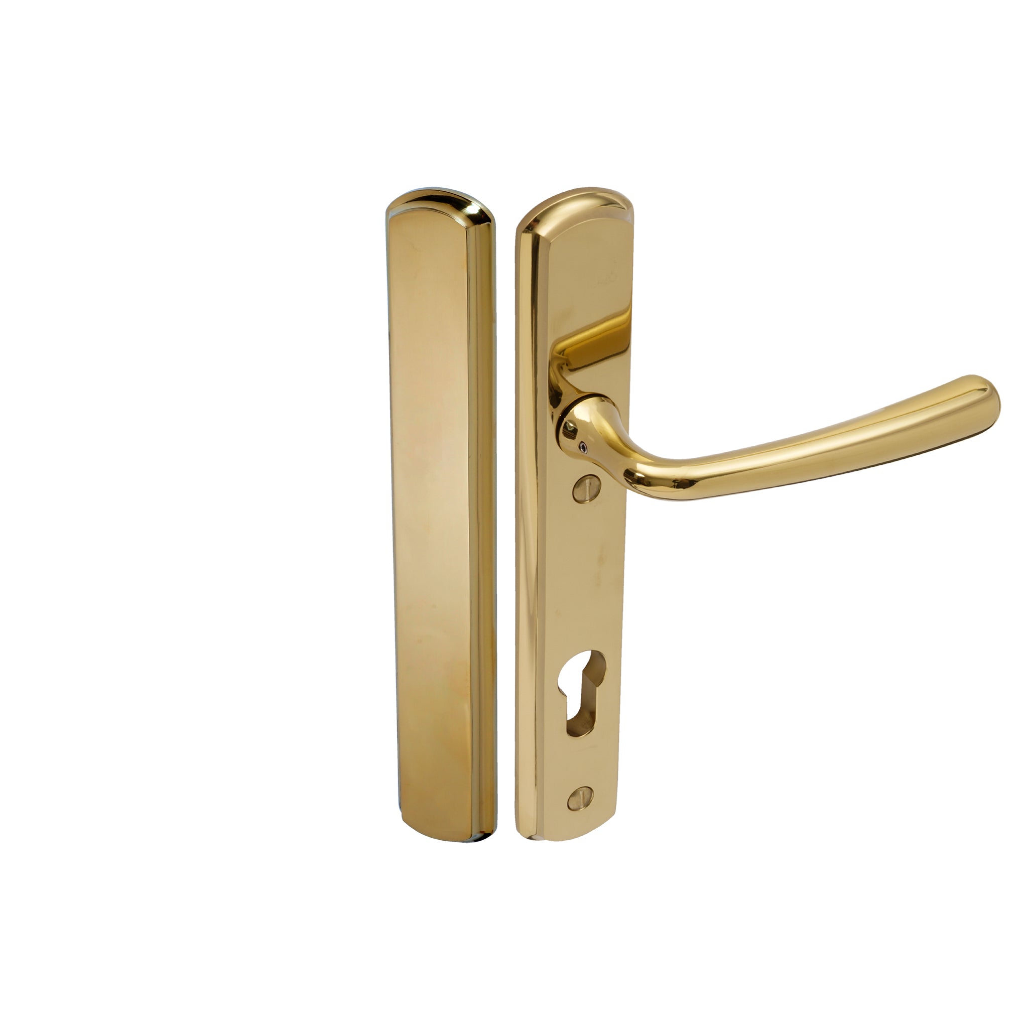 Pera Lever on 092 Backplate | PVD Stainless Polished Brass