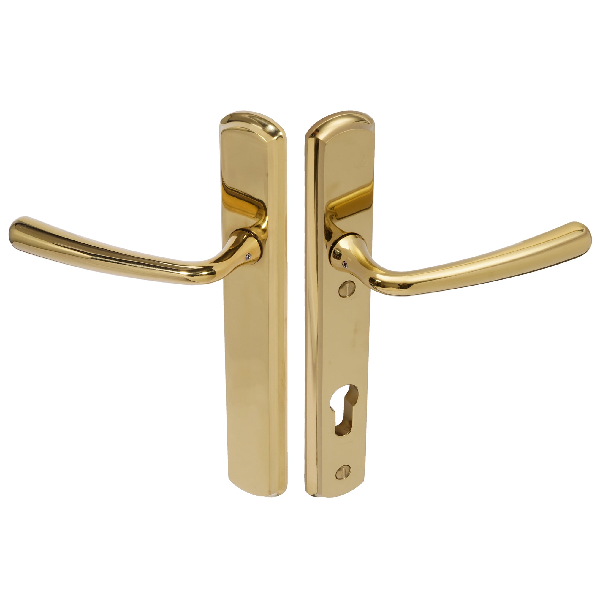 Pera Lever on 092 Backplate | PVD Stainless Polished Brass