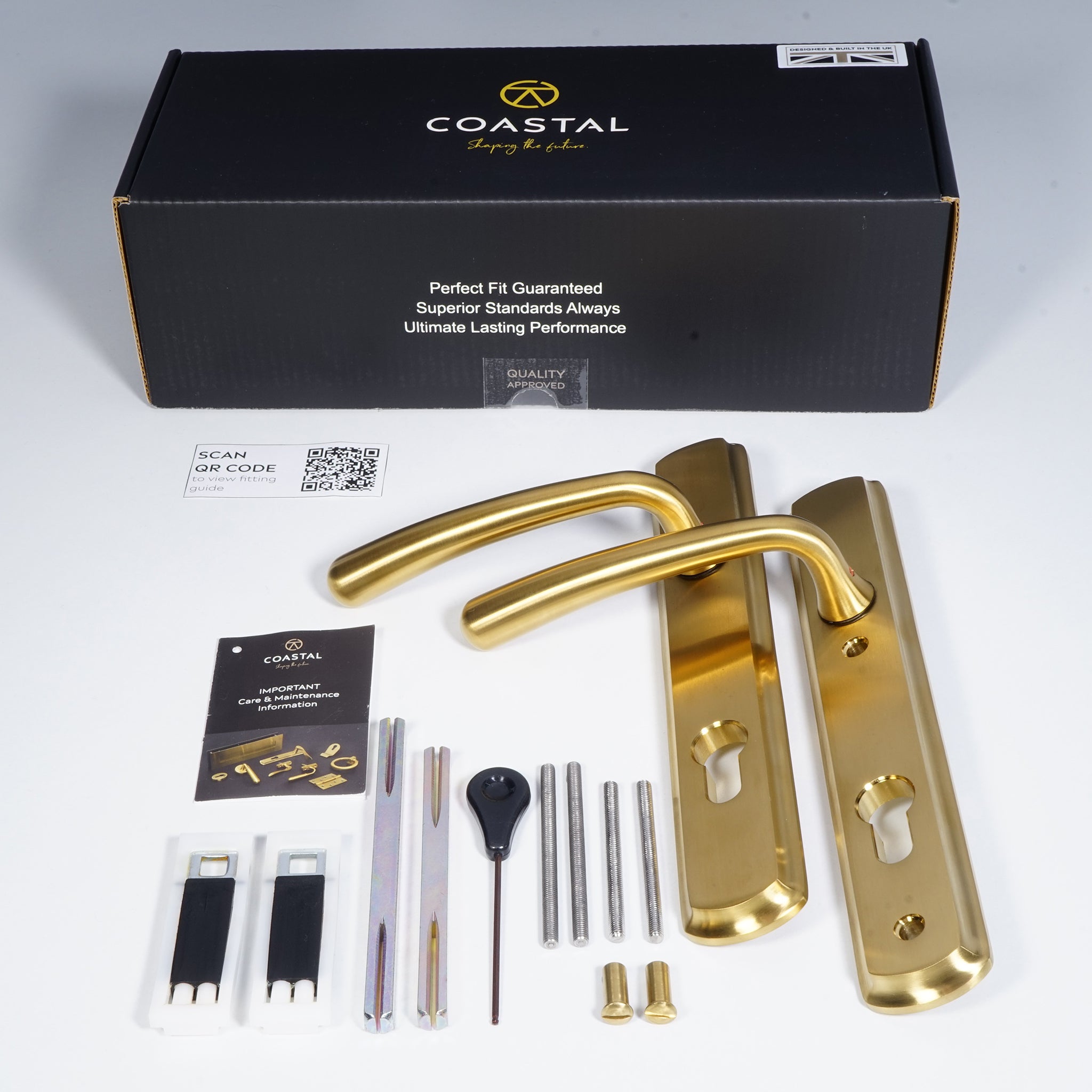 Pera Lever on 092 Backplate | PVD Stainless Satin Brass