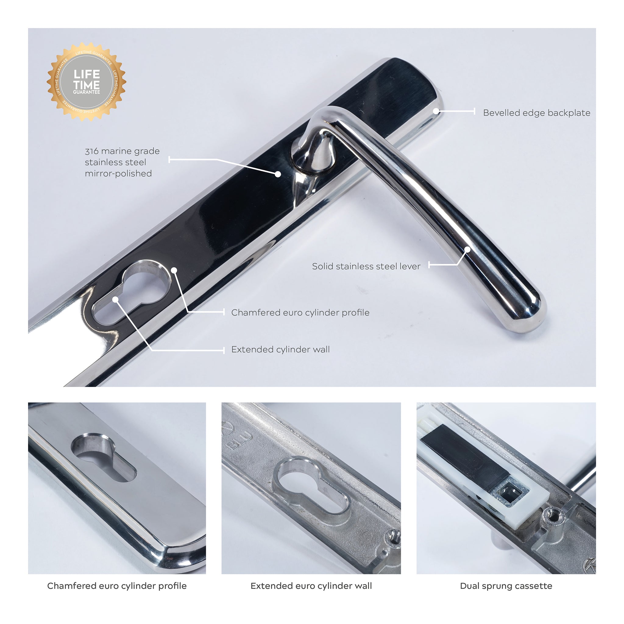 Pera Lever on 092 Backplate | Polished Stainless Steel