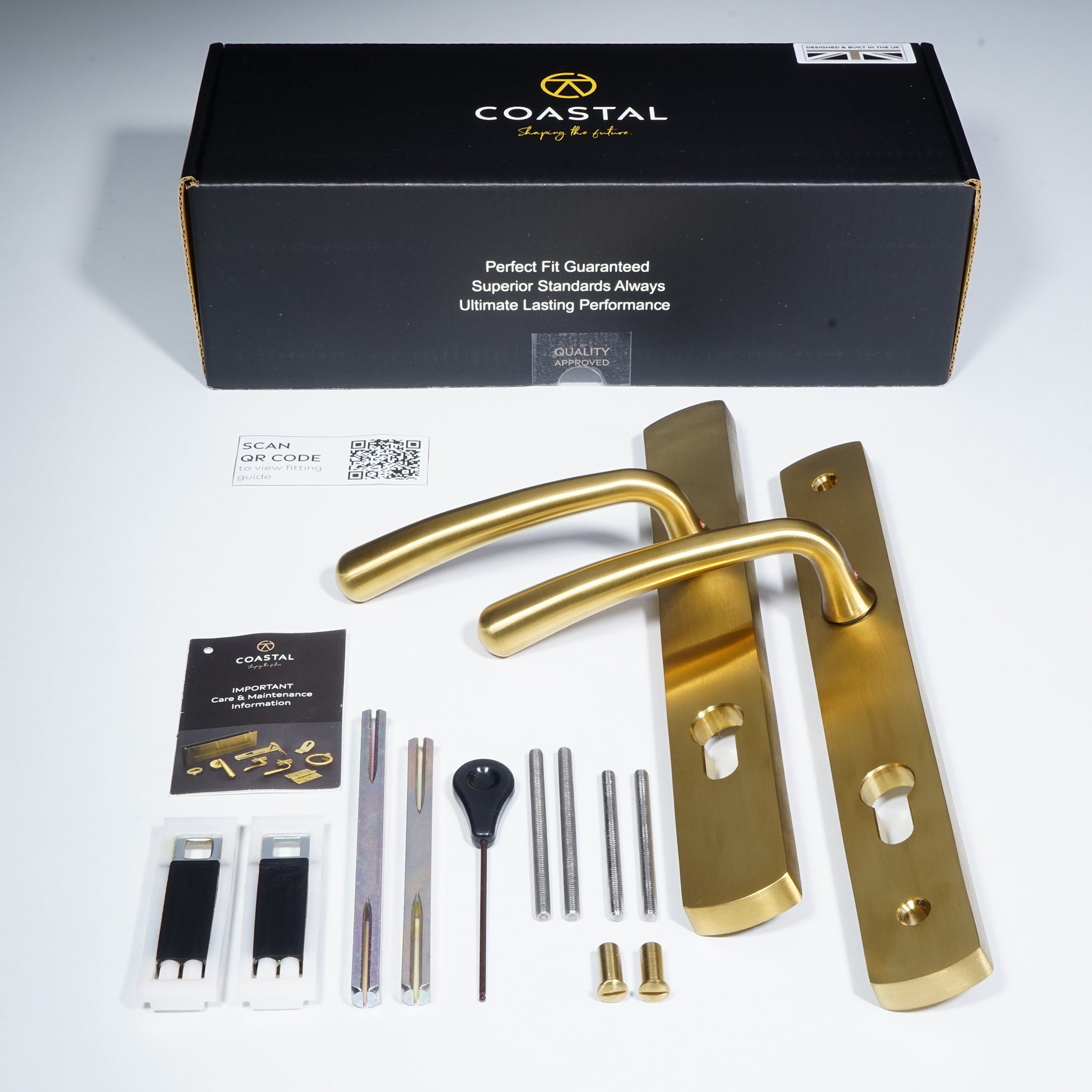 Pera Lever on 095 Backplate | PVD Stainless Satin Brass