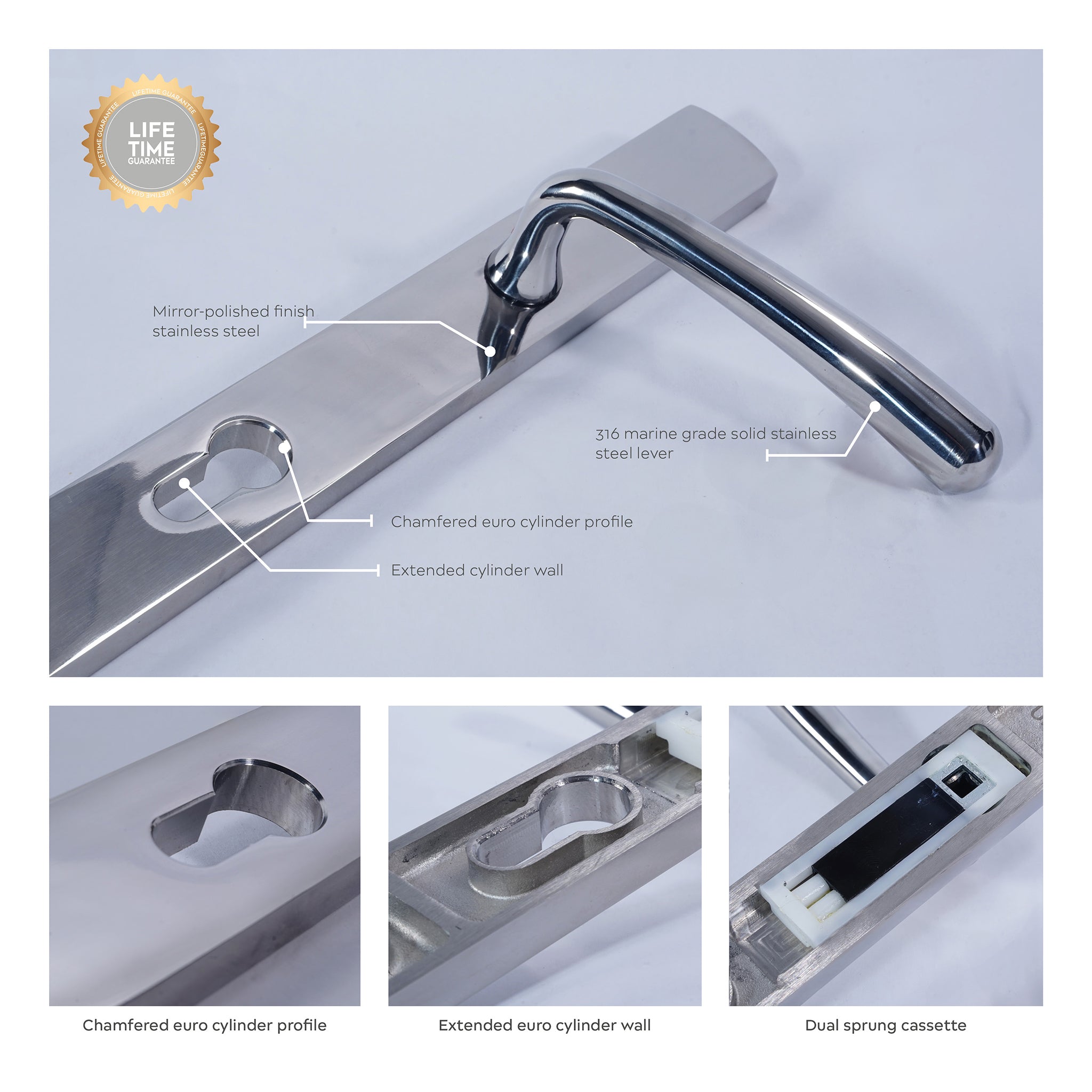 Pera Lever on 095 Backplate | Polished Stainless Steel