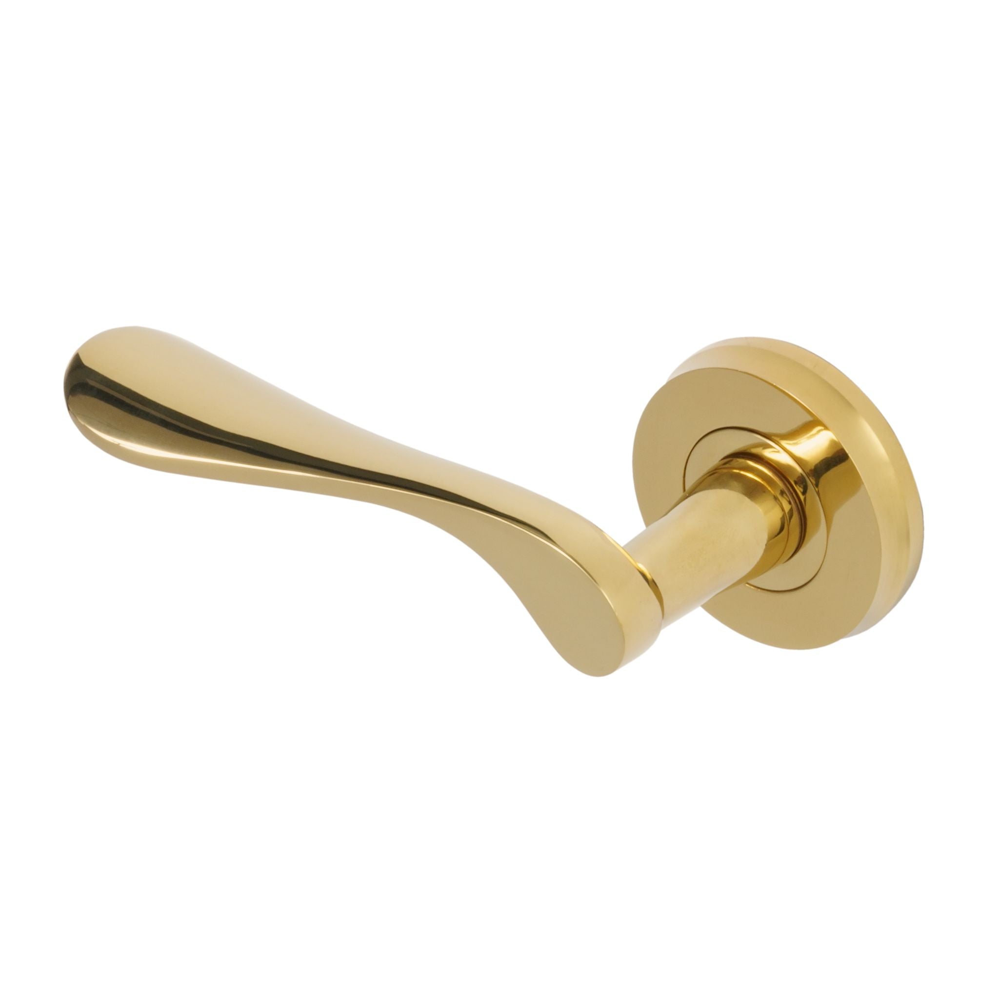 Regent Door Handle on Round Rose | PVD Stainless Polished Brass