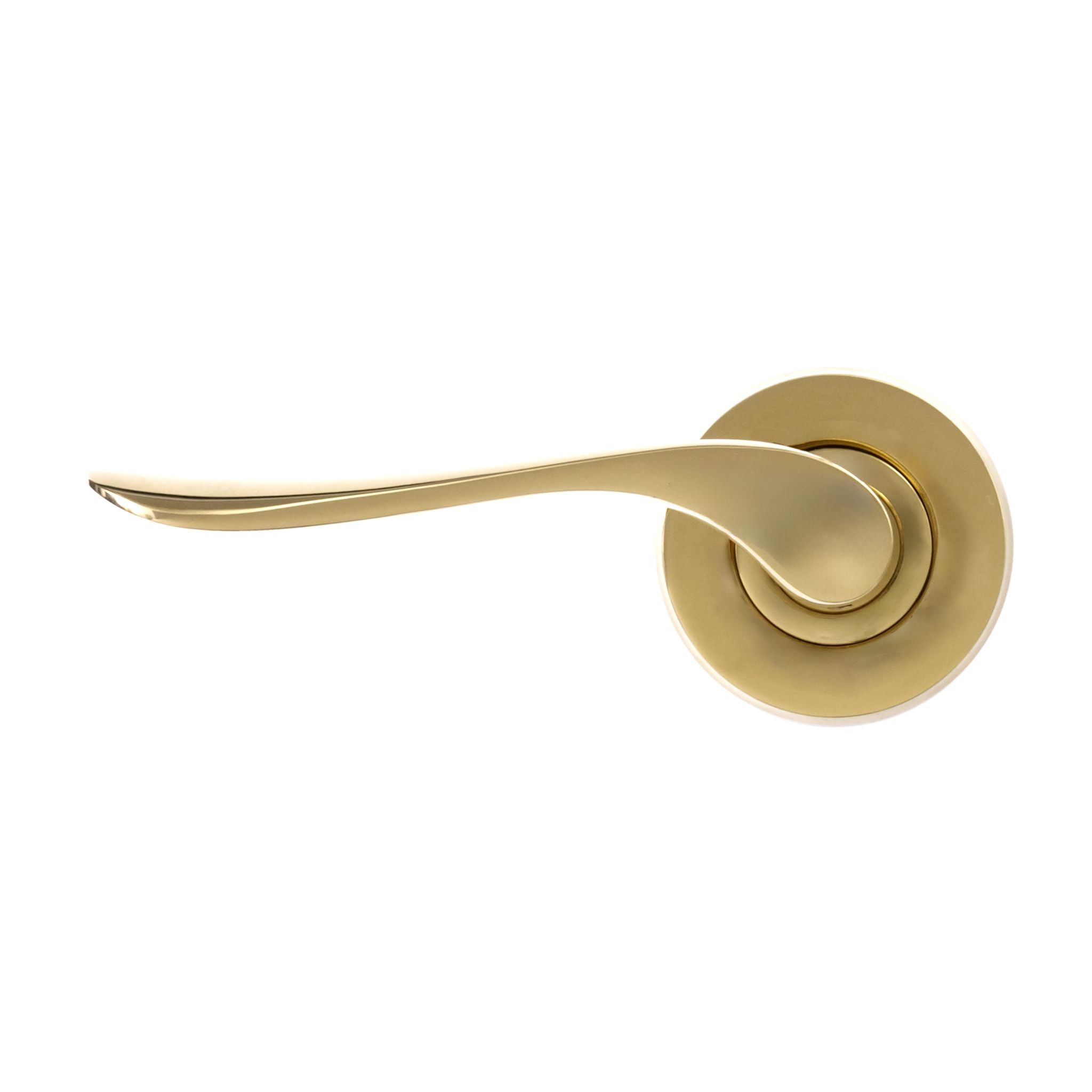 Regent Door Handle on Round Rose | PVD Stainless Polished Brass