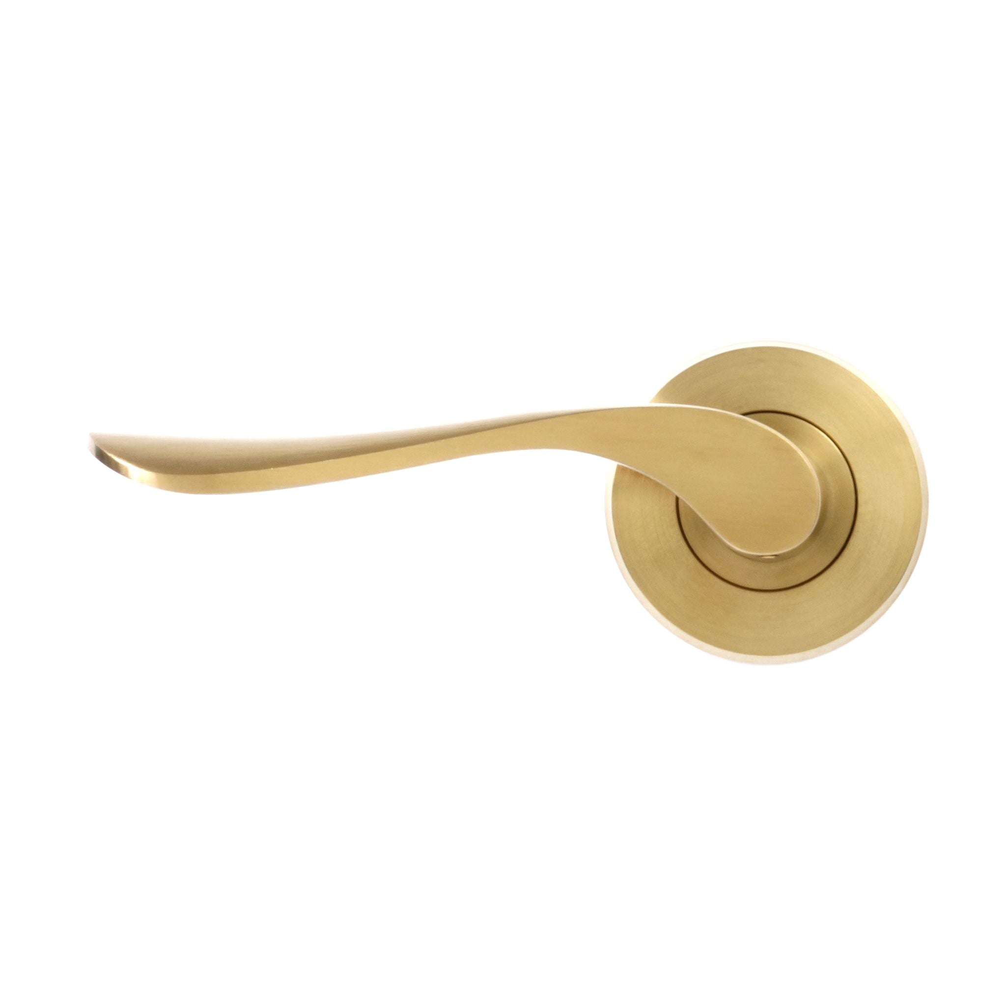 Regent Door Handle on Round Rose | PVD Stainless Satin Brass