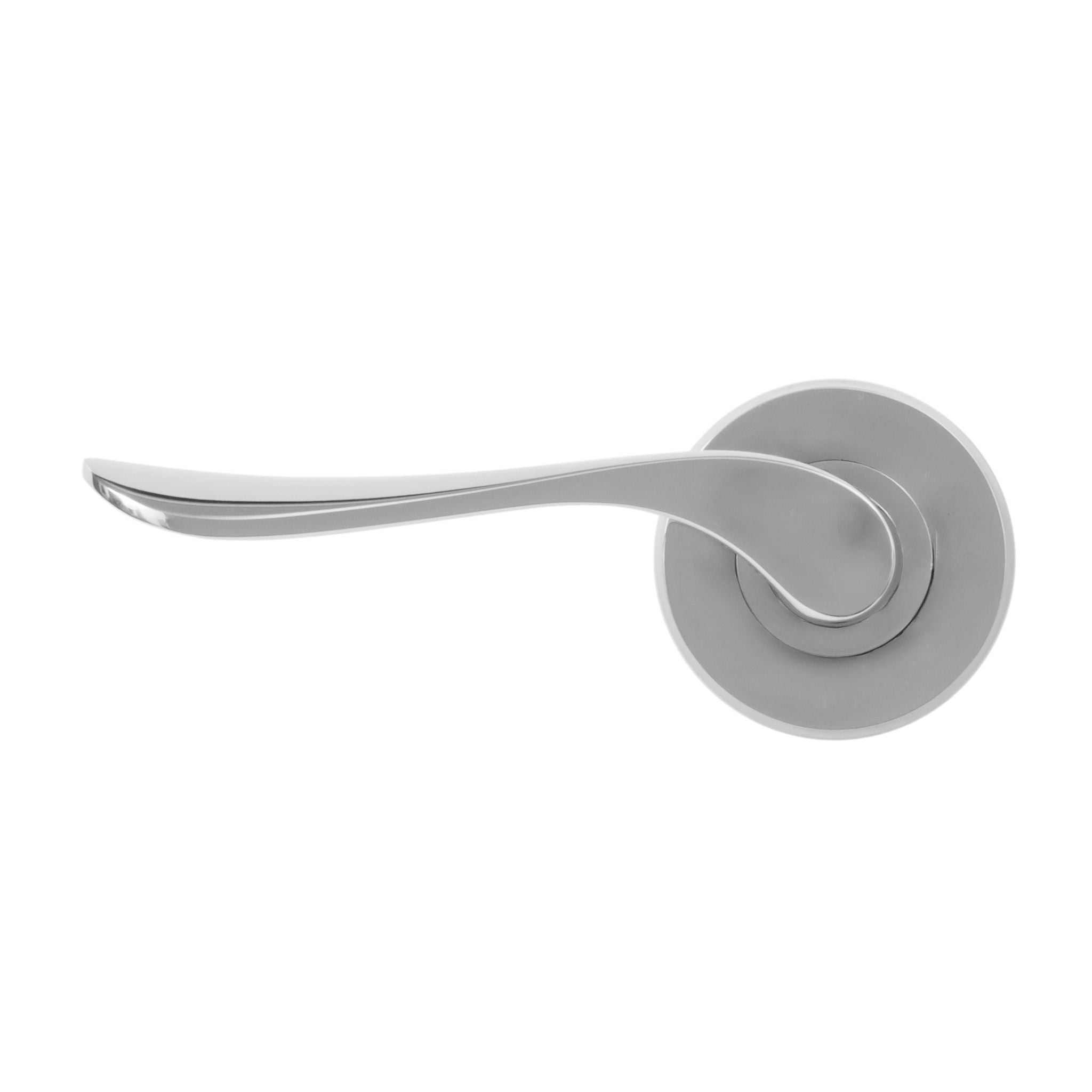 Regent Door Handle on Round Rose | Polished Stainless Steel