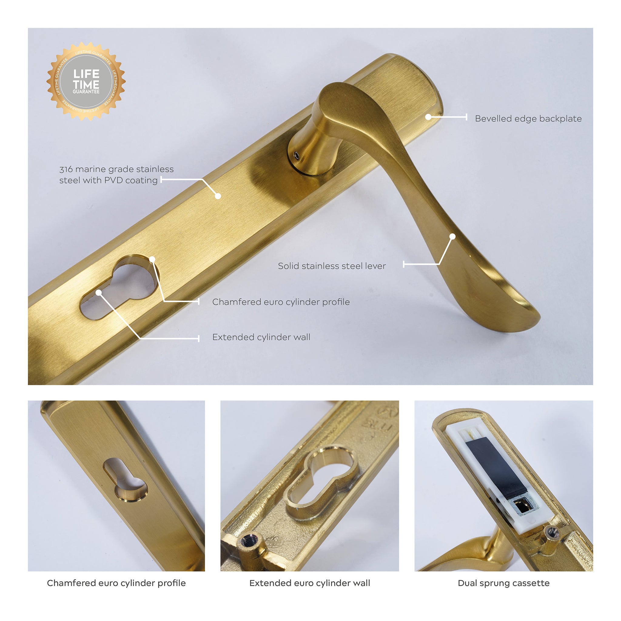 Regent Lever on 092 Backplate | PVD Stainless Satin Brass