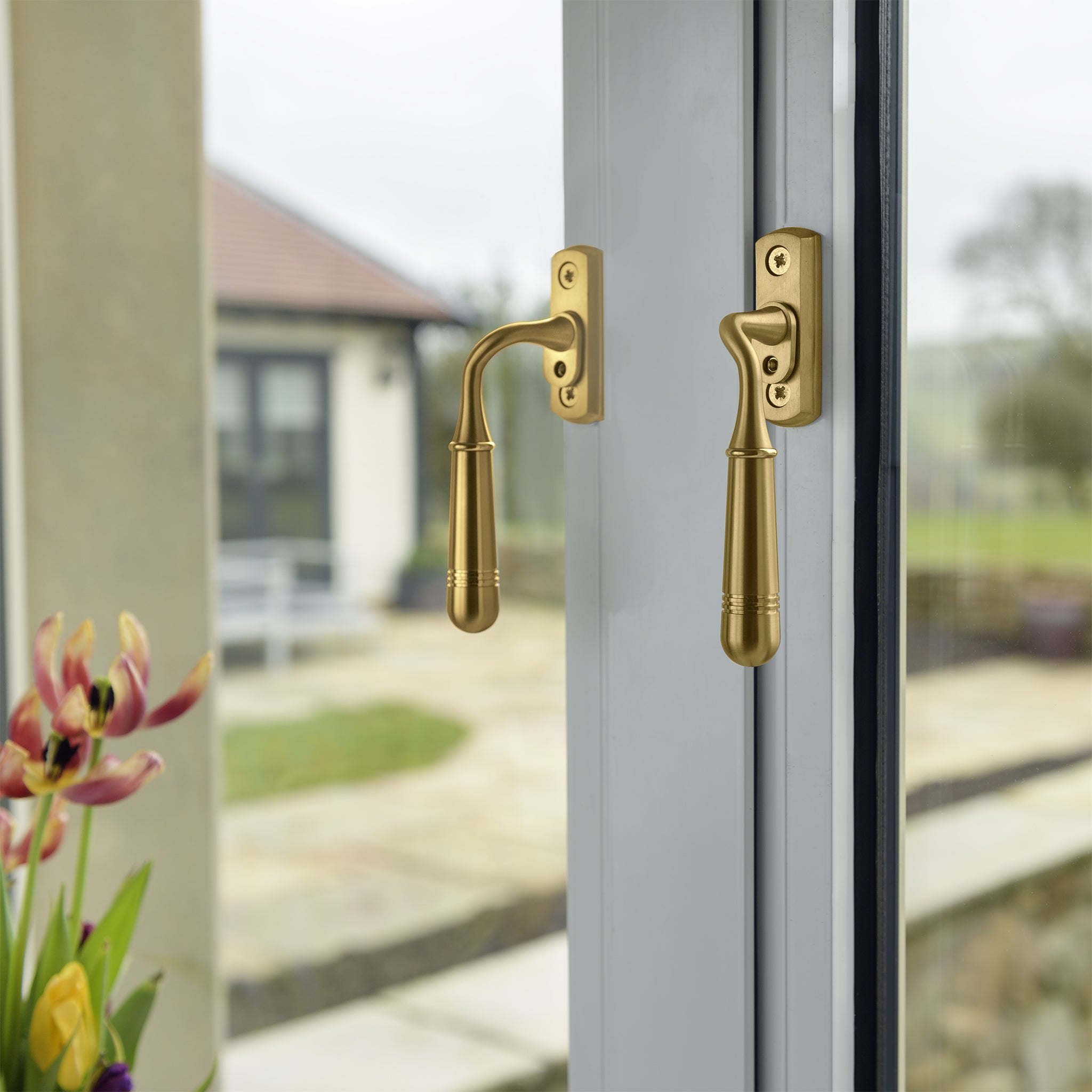 Opera Window Espagnolette Handle | PVD Stainless Satin Brass