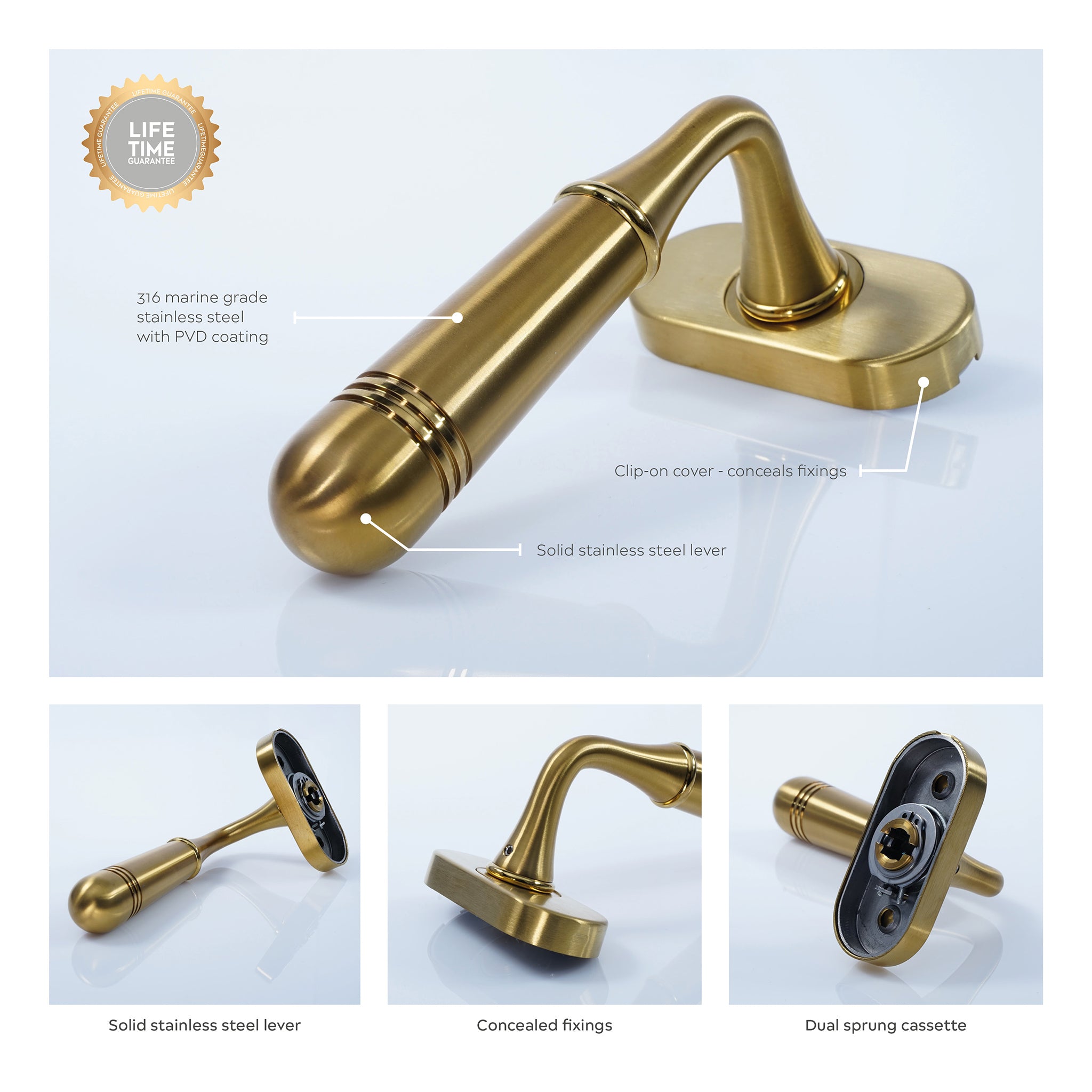 Opera Door Handle | PVD Stainless Satin Brass