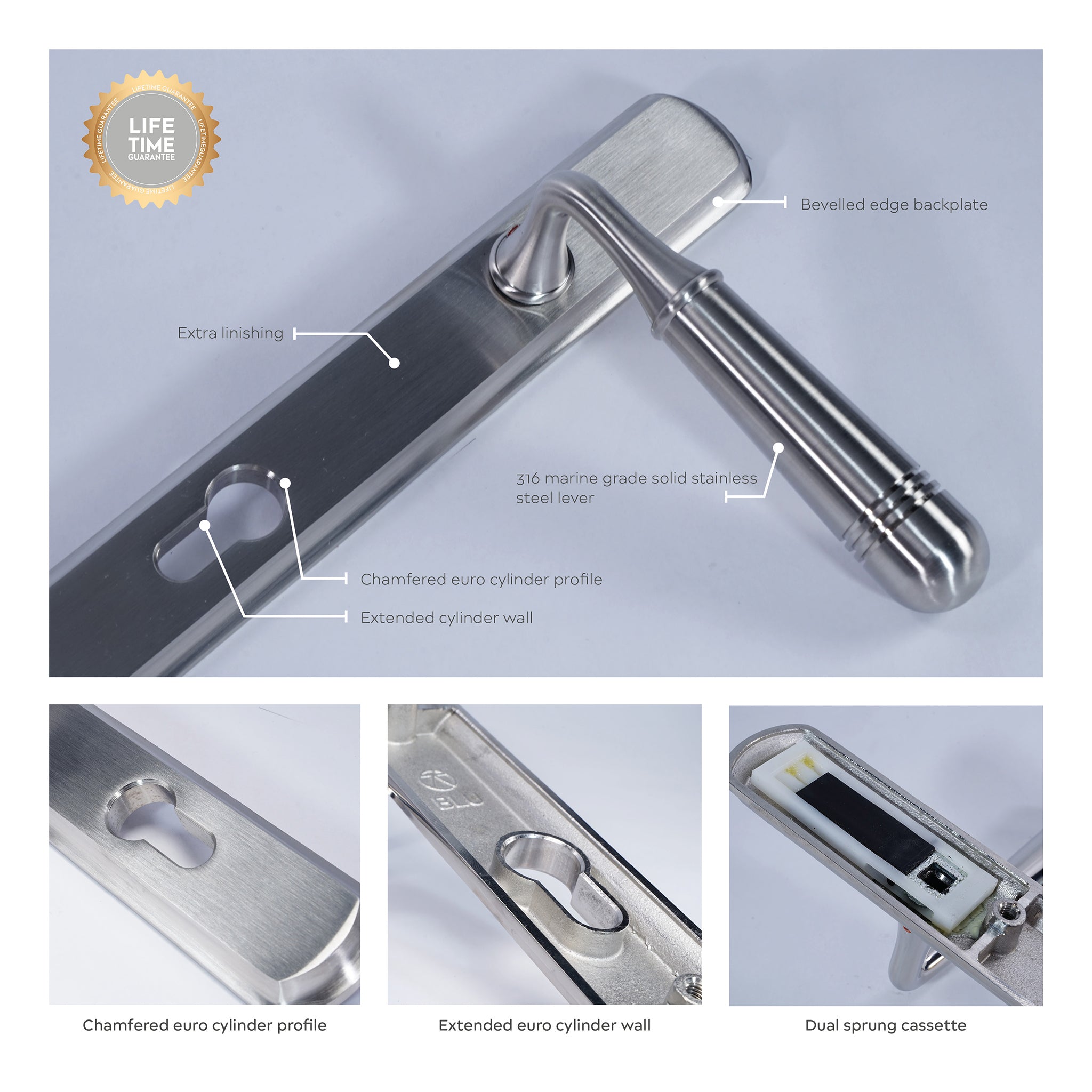 Opera Lever on 092 Backplate | Satin Stainless Steel