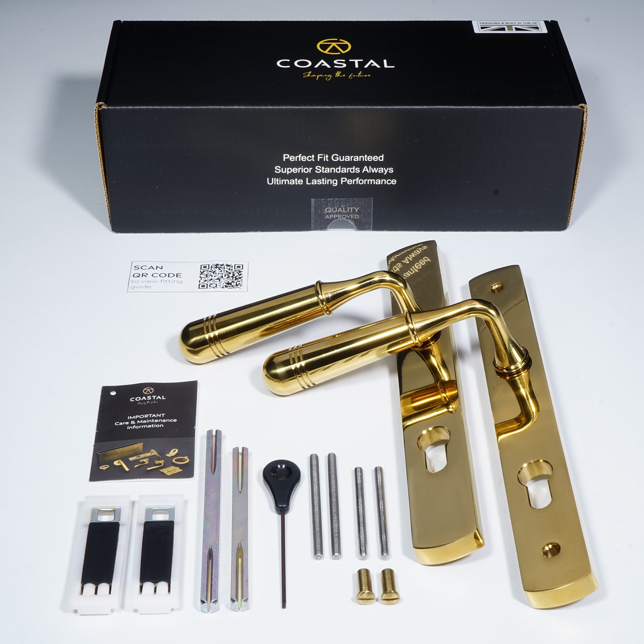 Opera Lever on 095 Backplate | PVD Stainless Polished Brass
