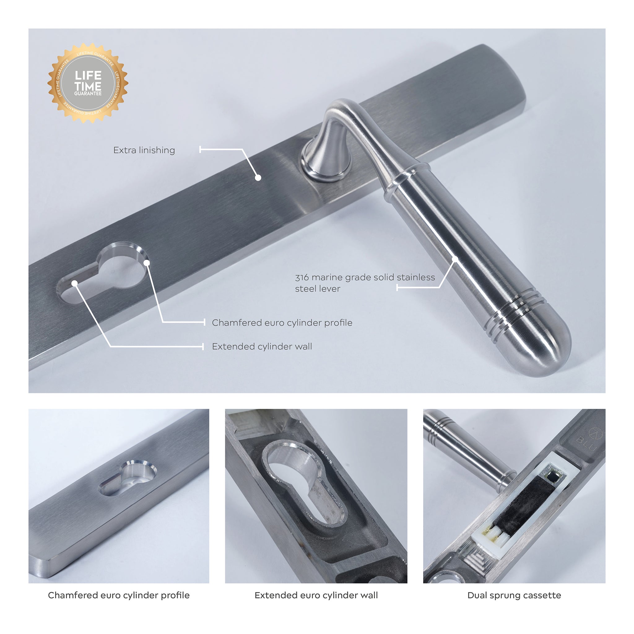 Opera Lever on 095 Backplate | Satin Stainless Steel