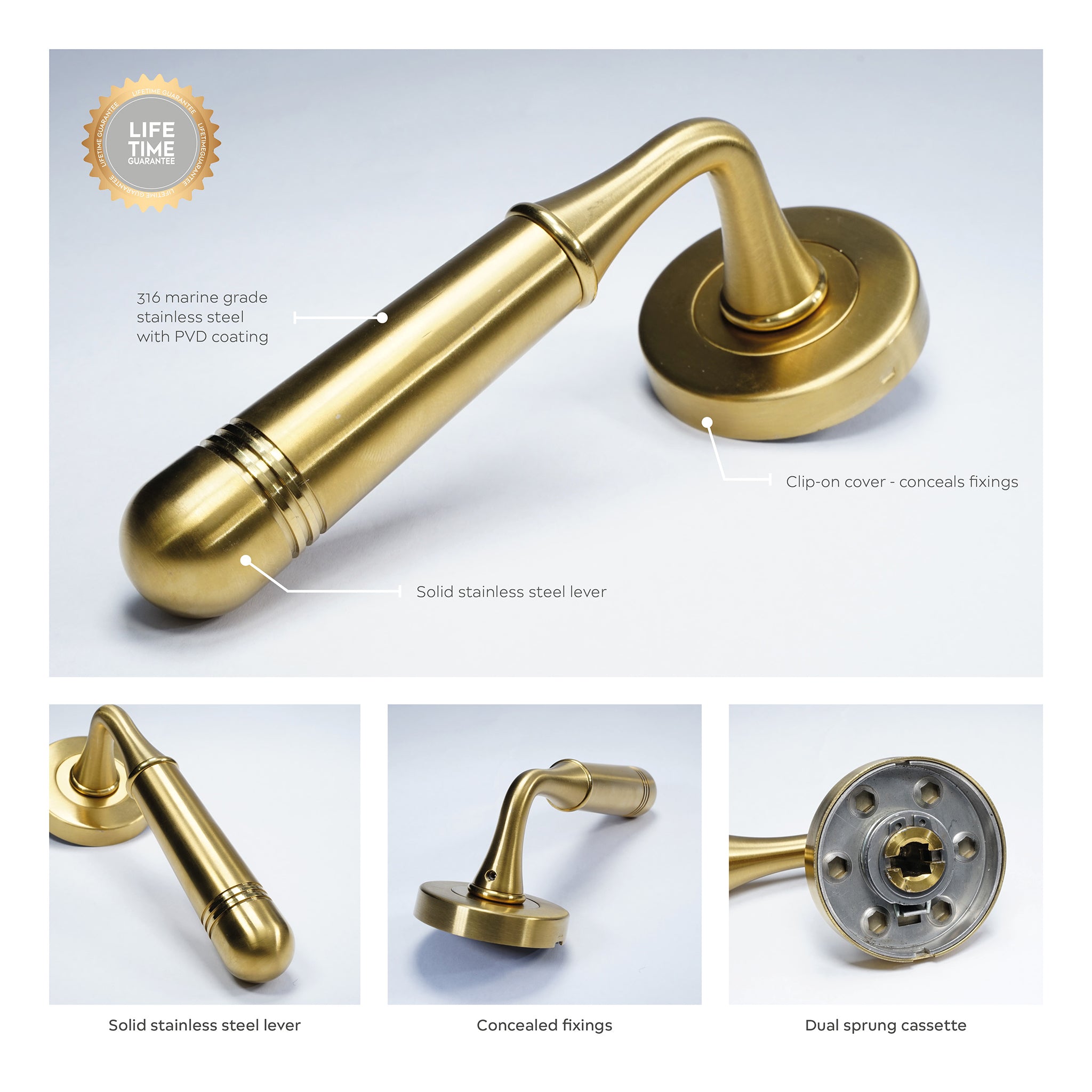 Opera Door Handle | PVD Stainless Satin Brass