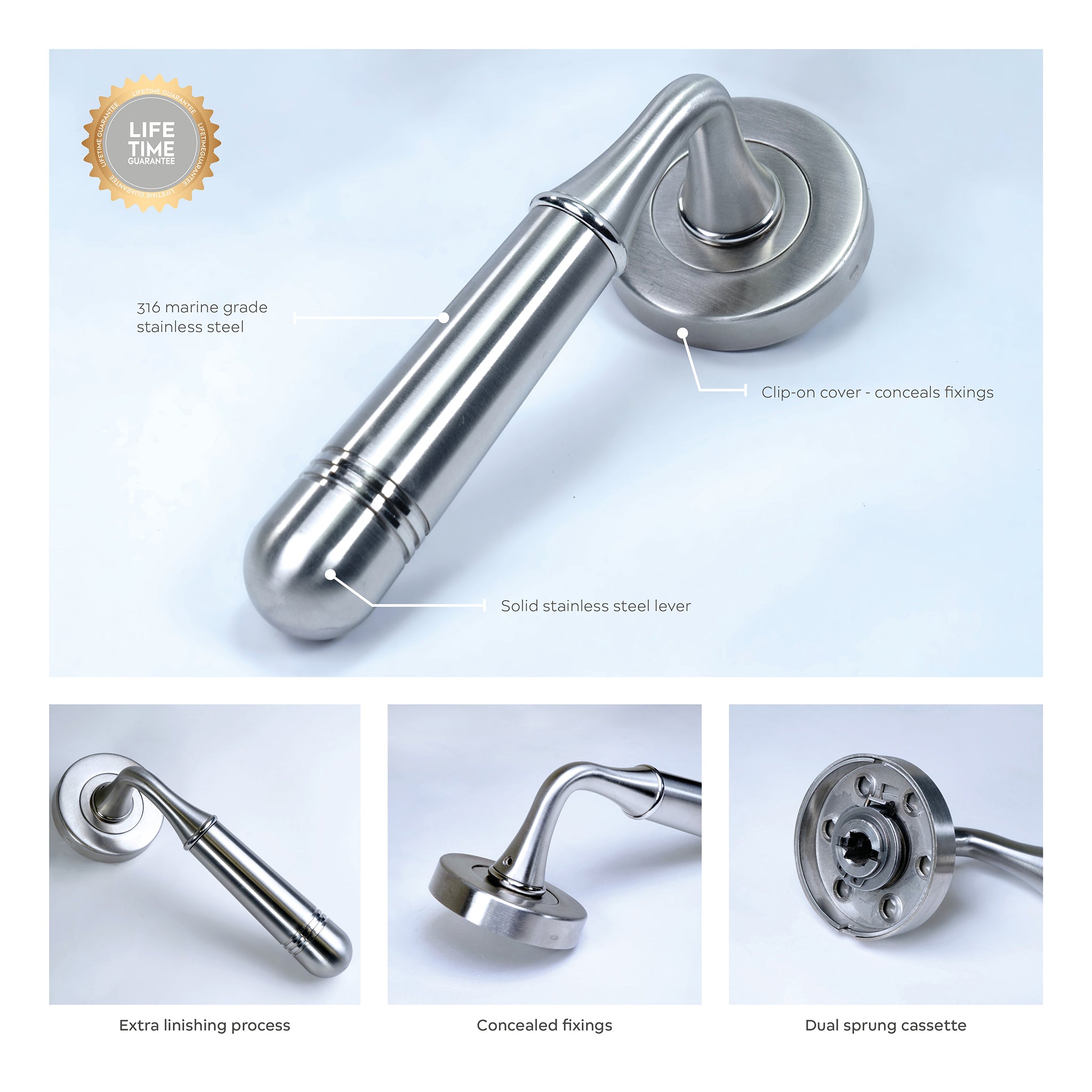 Opera Door Handle | Satin Stainless Steel