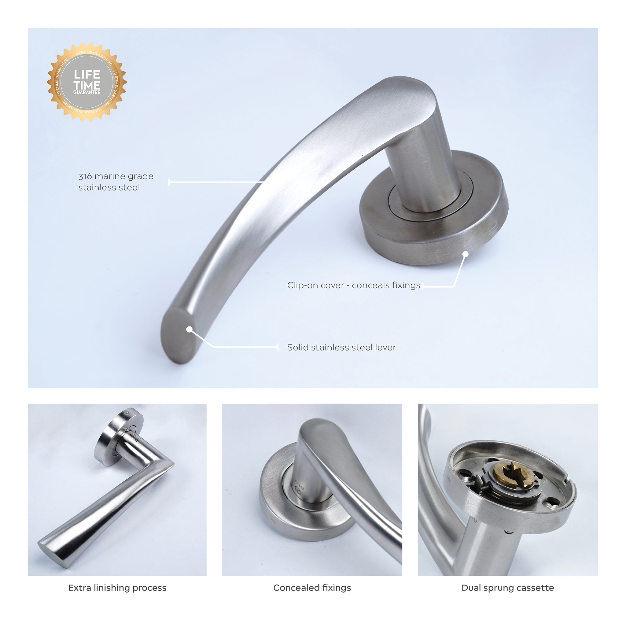 Wing Lever Door Handle | Satin Stainless Steel