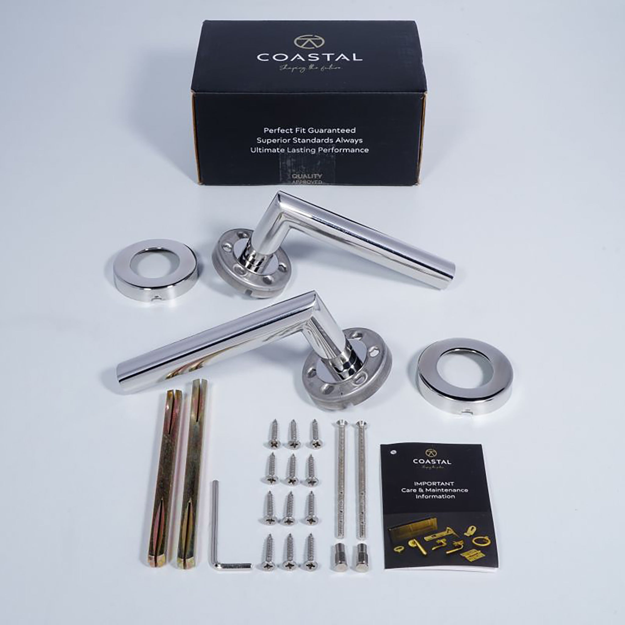 Mitre Lever Door Handle | Polished Stainless Steel